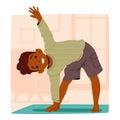 Energetic Little Boy Enthusiastically Engages In Morning Exercises, Child Character Stretching And Leaning