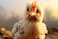 Energetic Little chicken closeup. Generate Ai