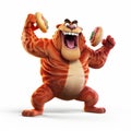 Energetic Manticore Holding Hamburger And Pizza - Twisted Characters