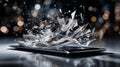 Energetic Motion: Abstract Lines and Particles from a Sleek Silver Mobile Device