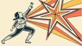 Energetic Person Exploding with Starburst Effect, vector design Generative AI Royalty Free Stock Photo