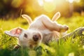 Energetic Puppy Revels In Sunshine, Frolicking With Alert Ears In The Grass Royalty Free Stock Photo