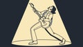 Energetic Rock Guitarist on Stage Under Spotlight, vector design Generative AI Royalty Free Stock Photo