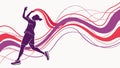 Energetic Runner on Wavy Abstract Path, Fitness and Agility Illustration, vector design Generative AI Royalty Free Stock Photo