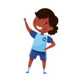 Energetic Schoolgirl in Blue Sportswear Engaged in Physical Education Class Vector Illustration