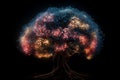 Energetic thinking, glowing brain network in the, m of a tree, the concept of consciousness, artificial intelligence. Generative A