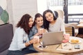 Energetic three students admiring their work