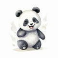 Energetic Watercolor Illustration Of A Cute Black Panda