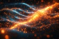 Energetic waves of light and particles creating dynamic patterns in a dark space Royalty Free Stock Photo