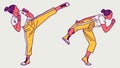 Energetic Woman Performing High Kick Vector Illustration, Self-Defense Training, vector design Generative AI Royalty Free Stock Photo