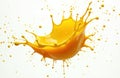 Energetic yellow liquid splash. Droplets and waves create dynamic motion and vibrant energy. Smooth, round, high-colored fluid Royalty Free Stock Photo