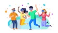 Energetic young people dancing and having fun, vector design Generative AI Royalty Free Stock Photo