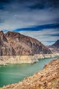 Energetics Concepts. Hoover Dam in Lake Mead of the Colorado River on Border of Arizona and Nevada States Royalty Free Stock Photo