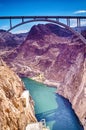 Energetics Concepts. Hoover Dam and Penstock Towers in Lake Mead of the Colorado River on Border of Arizona and Nevada States Royalty Free Stock Photo