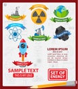 Energetics logos with ribbon, energetics infographics
