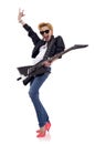 Energic blond guitarist