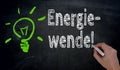 Energiewende in german green Energy is written by hand on blac Royalty Free Stock Photo