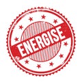 ENERGISE text written on red grungy round stamp