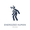 energized human icon. Trendy flat vector energized human icon on