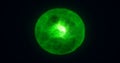 Energy abstract green sphere of glowing liquid plasma, electric magic round