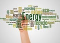 Energy alternative word cloud and hand with marker concept Royalty Free Stock Photo