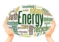 Energy alternative word cloud hand sphere concept Royalty Free Stock Photo