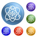 Energy atom icons set vector