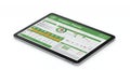 Energy Audit Data Displayed on Tablet with Green Interface Isolated on White Background Reporting Analysis and Royalty Free Stock Photo