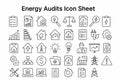 Energy Audits Icon Set for Home and Business Efficiency Analysis and Consumption Management Royalty Free Stock Photo