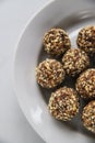 Energy balls - homemade healthy dessert cooked with dates, nuts, dry fruits and cocoa