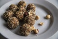 Energy balls - homemade healthy dessert cooked with dates, nuts, dry fruits and cocoa