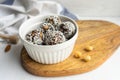 Energy balls for vegans in a white plate