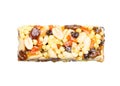 Energy bar with honey, nuts and cereals. Isolated