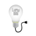 Energy bills light bulb and cable. illustration Royalty Free Stock Photo