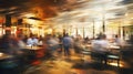 energy blurred restaurant interior set illustration