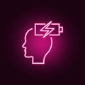 Energy, brain, recharge neon icon. Elements of Creative thinking set. Simple icon for websites, web design, mobile app, info