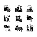 Energy business black glyph icons set on white space Royalty Free Stock Photo
