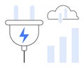 Energy and Cloud Technology Concept with Power Plug and Data Transfer Symbols Royalty Free Stock Photo