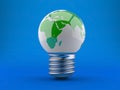 Energy concept. Light bulb with planet earth