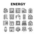 energy conservation green save icons set vector