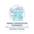 Energy conservation technique blue concept icon