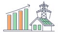 Energy Consumption Graph with House and Solar Panel, Utilities, vector design Generative AI Royalty Free Stock Photo