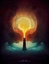 energy crisis becoming a dangerous, firing thunderstorm cloud, abstract illustration, ai generated image