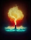 energy crisis is becoming a dangerous thunderstorm, abstract illustration, ai generated image