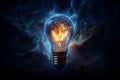 Energy dark bulb background. Generate AI