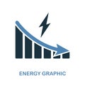 Energy Decrease Graphic icon. Monochrome style design from diagram icon collection. UI. Pixel perfect simple pictogram energy decr