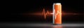Energy Drink Featuring Heartbeat Pulse Icon in a Stylish 3D Render With a Smooth Fade Effect on the Right Side of the Royalty Free Stock Photo