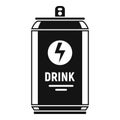 Energy drink tin can icon, simple style