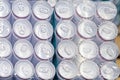 energy drinks and beer packed in aluminum tetrapacks. top view. Royalty Free Stock Photo