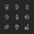 Energy drinks chalk white icons set on black background Royalty Free Stock Photo